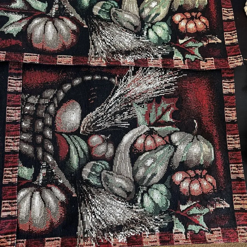 Arlee Home Fashions Fall Harvest Burgundy Tapestry Placemats Cornucopia Set Of 4